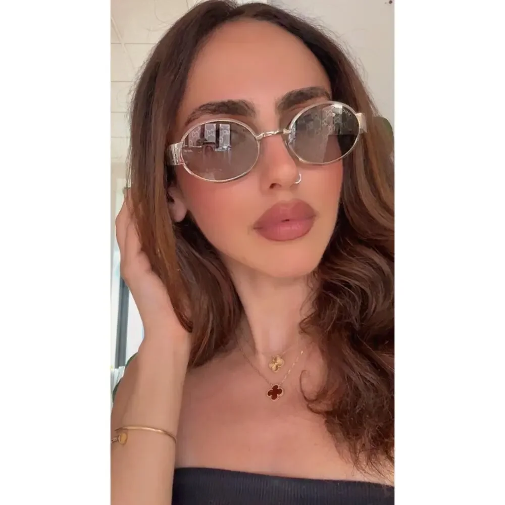 NEW Gucci GG1854S Silver Metal Round Logo Sunglasses $610